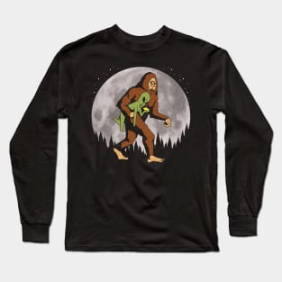 Bigfoot Alien Moon Long Sleeve T-Shirt